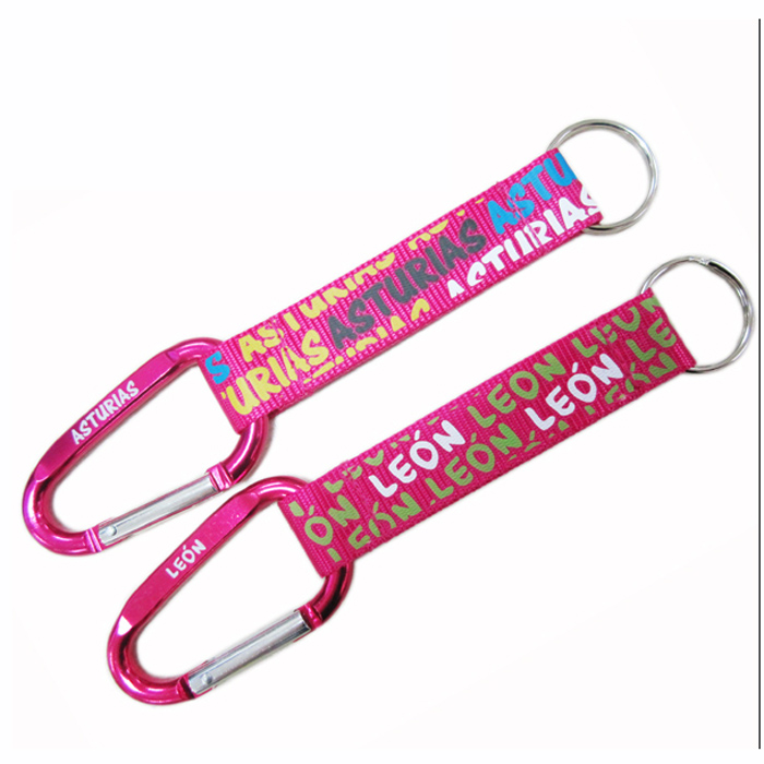 Printed nylon carabiner key holder strap for business gift