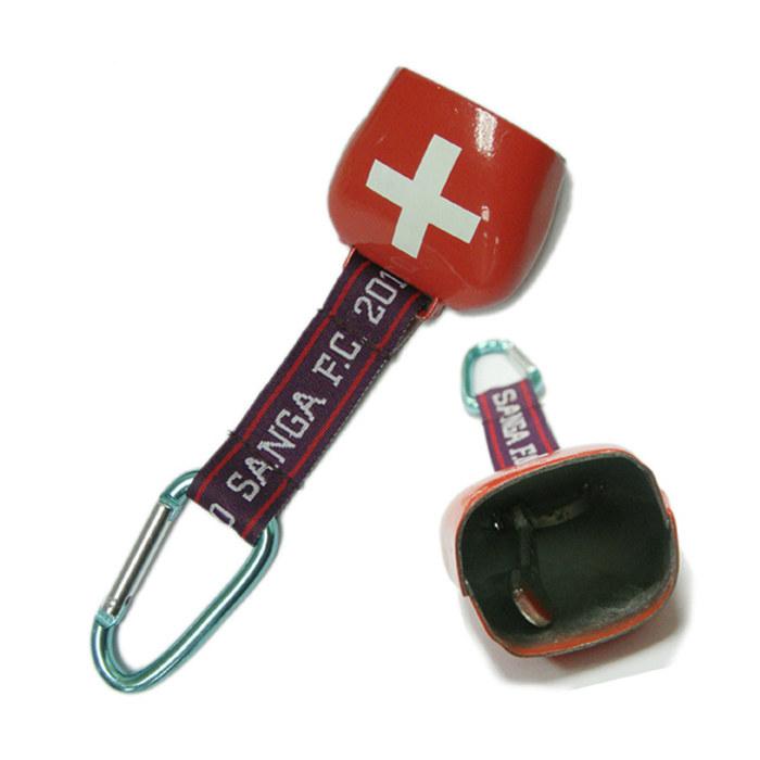Carabiner cowbell holder strap with cusotm woven logo