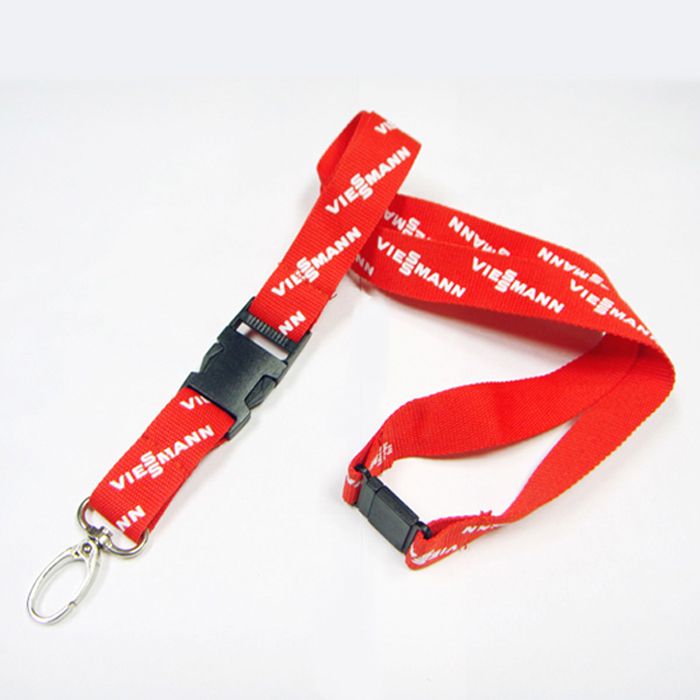 Red polyester woven coarse groove imprinting design business neckless lanyards