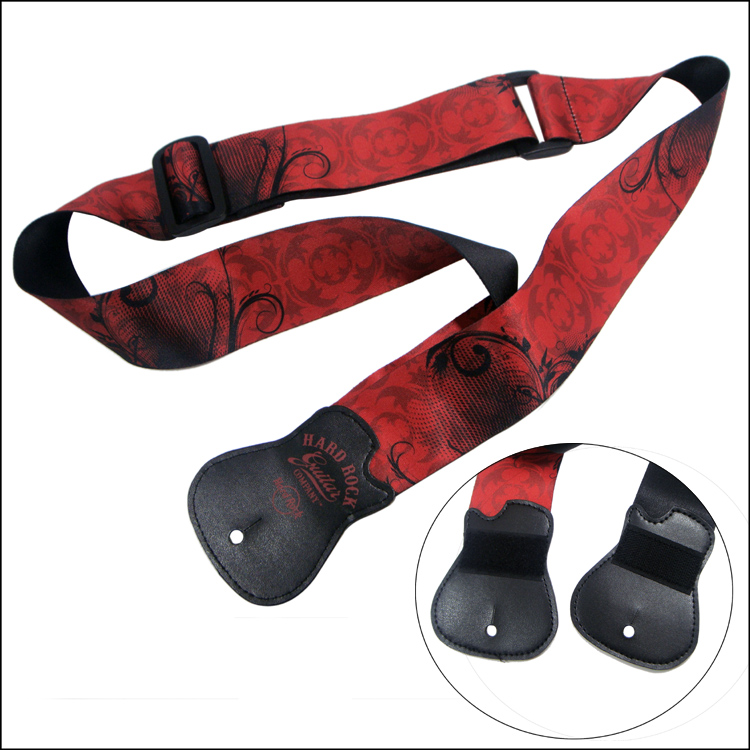 Red sublimation logo polyester padded guitar straps