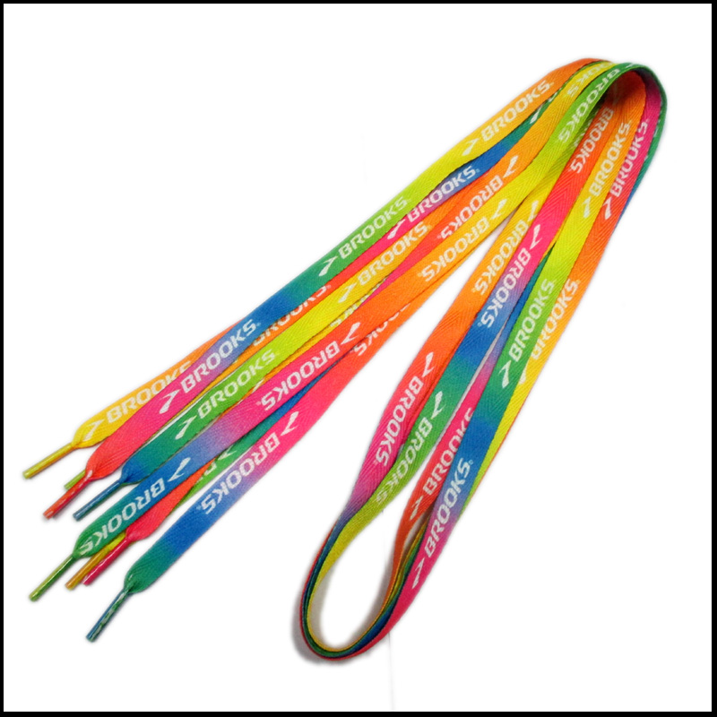 Colors rainbow fashion sublimation custom logo soft shoelaces