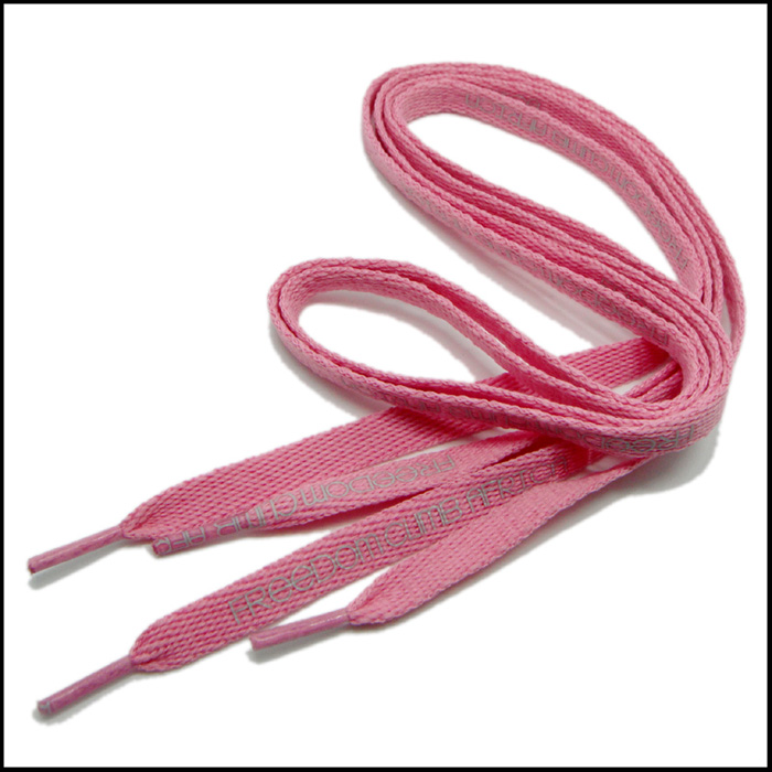 Sports running sneakers pink orange twill polyester shoelaces
