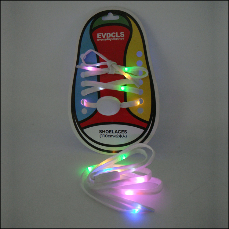 Flashing LED glow in the dark nylon shoelaces with light fiber shoe  laces 