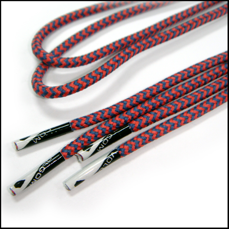 Luminous custom red round rope polyester printing logo tie shoelaces 