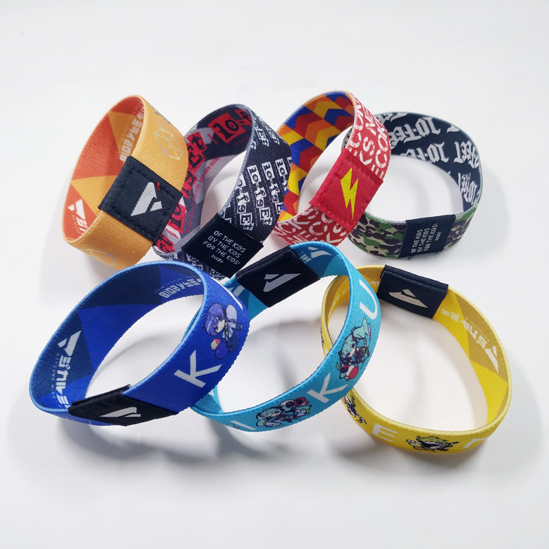 Sublimation wide elastic cute double sides logo wristbands