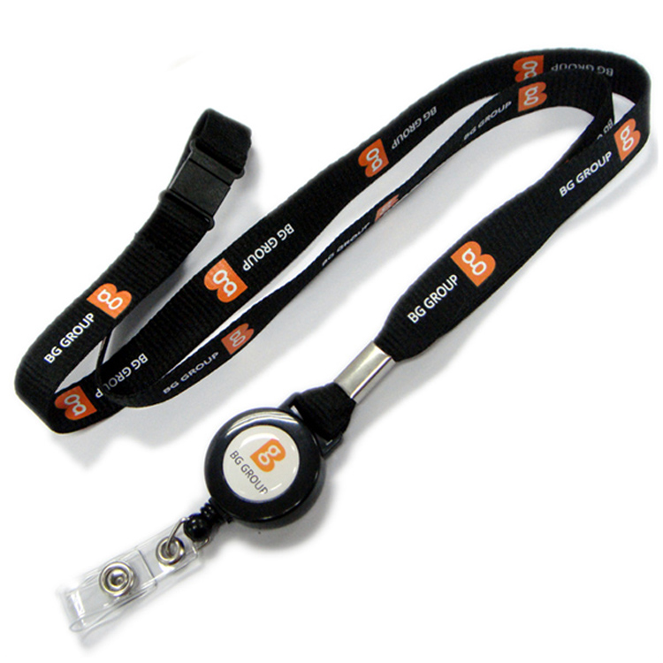 Safety breakaway polyester fabric lanyards with retractable reel