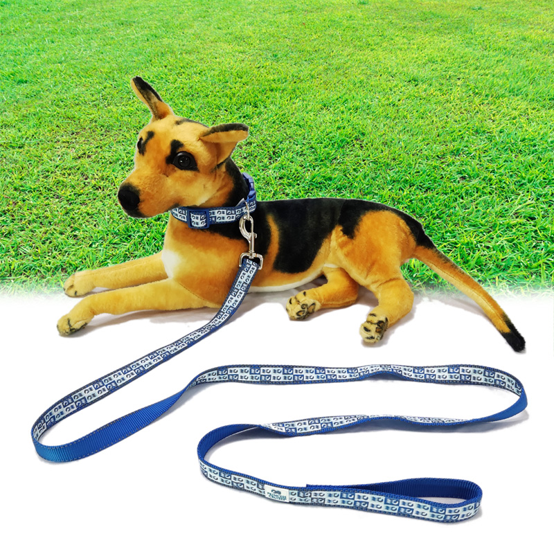 Blue Strong safety nylon reflective strap pet walking leashes and collar set
