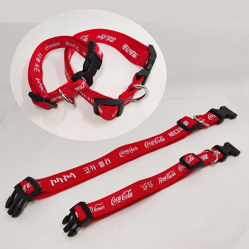 Red Nylon pet collars with custom design logo for adverting gift