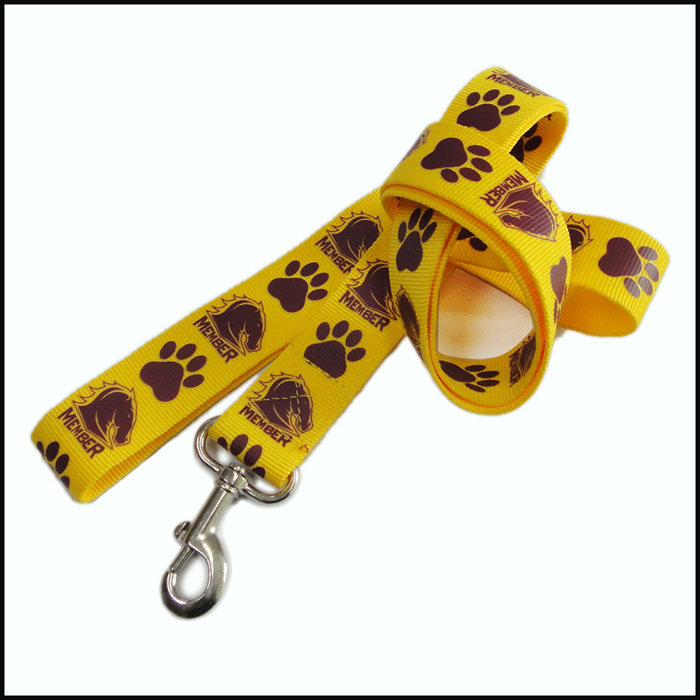 Yellow polyester personalized pet walking dog leash 