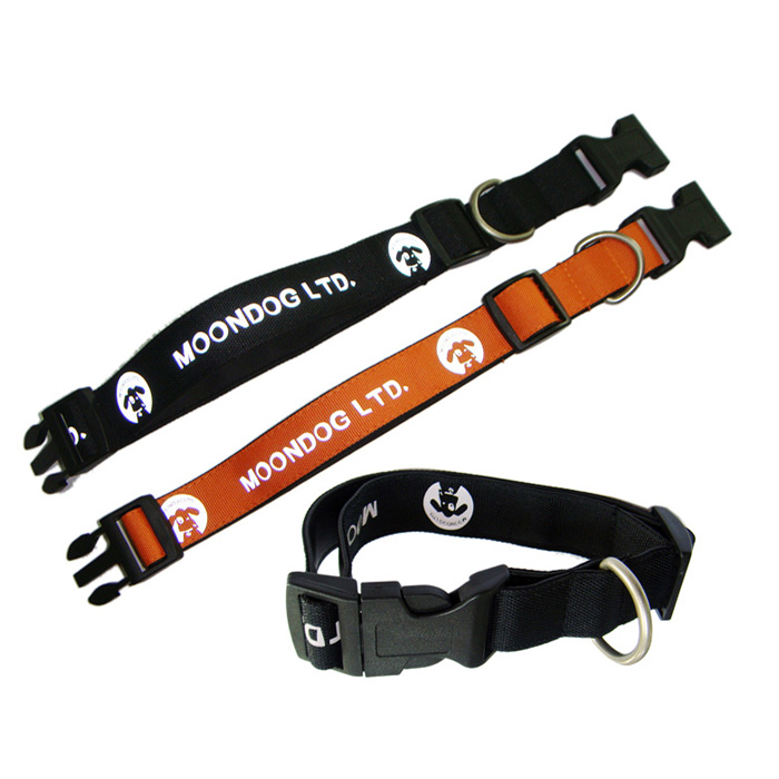 Reflective logo luxary leather dog collars