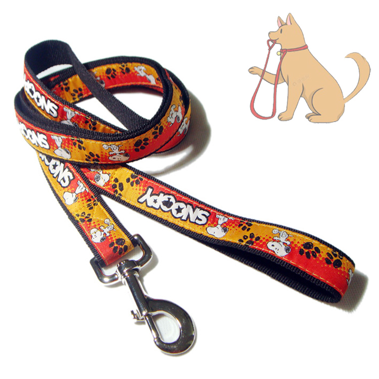 Professional manufacture dog chest safety woven satin logo leash belt 