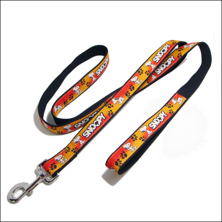 Professional manufacture dog chest safety woven satin logo leash belt 