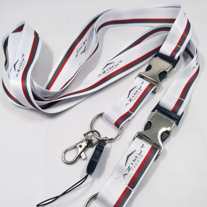 Polyester heat press transfer blank sublimation metal chain hook couplers buckle lanyards with cell phone string