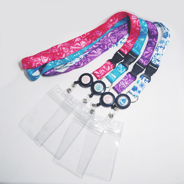 Colorful cheapest polyester sublimation plastic id transparent pvc lanyard roll tobe yoyo and card case holder