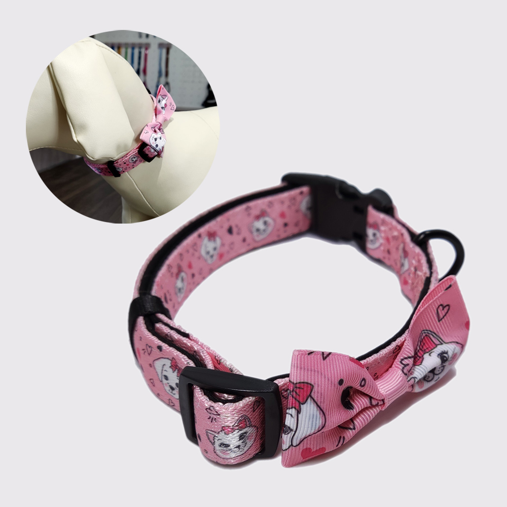 pink sublimation training neck bow tie pet dog collar set