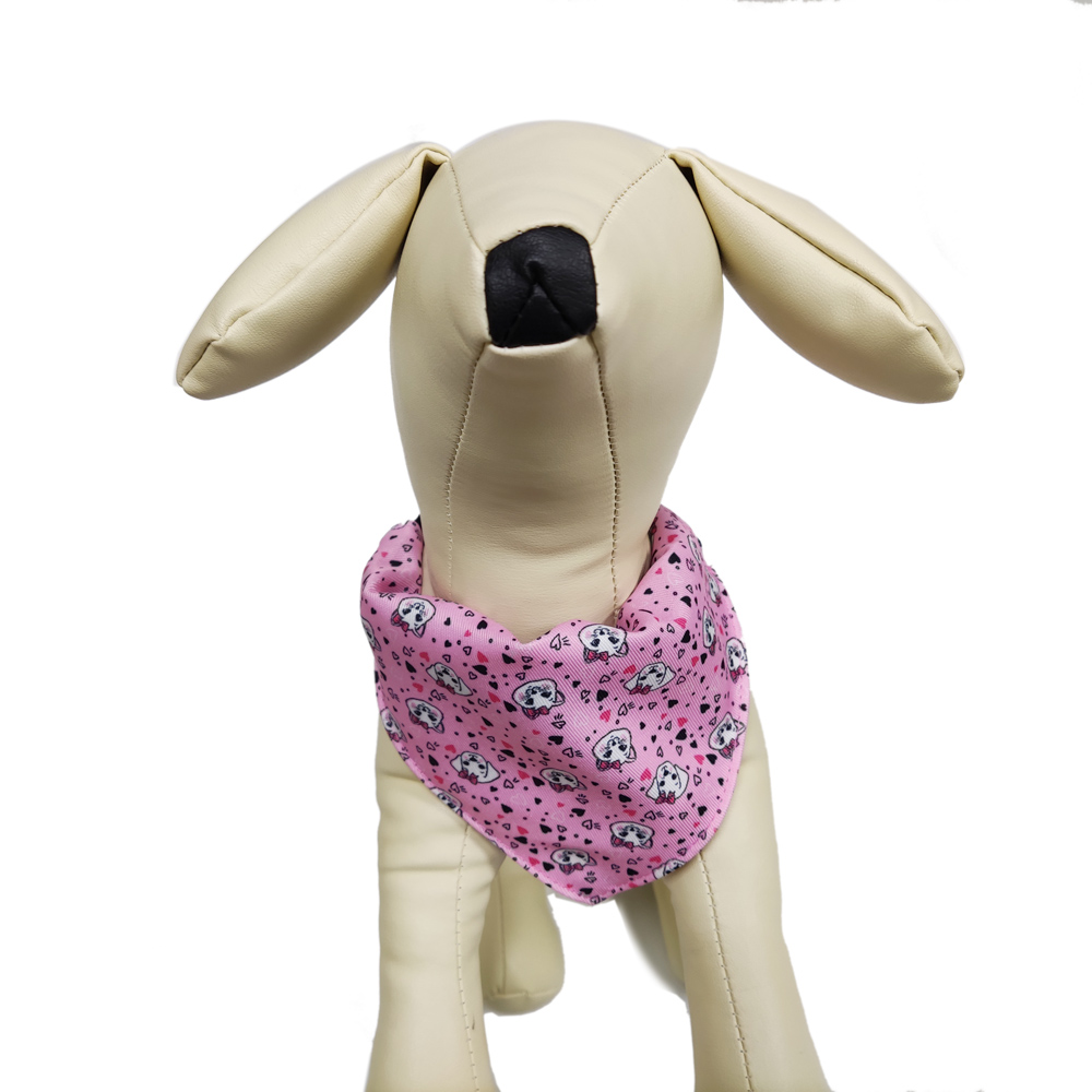 Custom design under pink polyester pet dog collar bandana