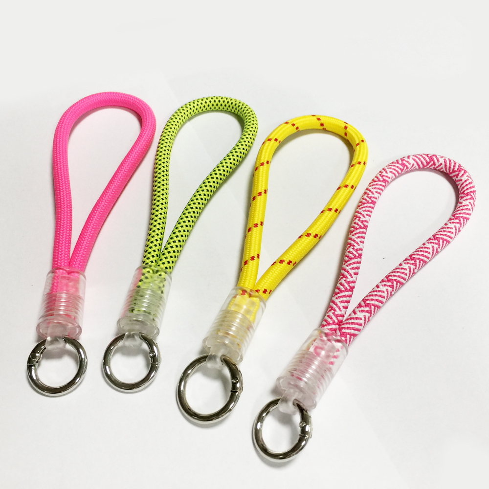 Polyester Keychain Lanyard Rope Woven Chain Plain short Keyring Promotional Gifts