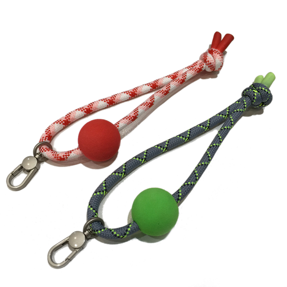 7MM width Polyester Wrist Cord Straps Silicone Tip With EVA Ball
