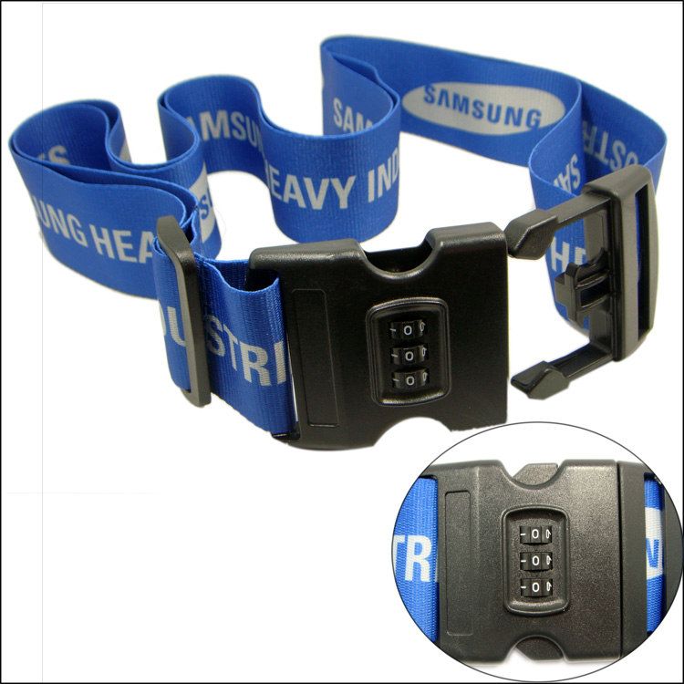samsung蓝色经典带密码插扣安全耐用的行李箱绑带打包带